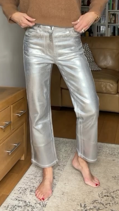 Women's Silver-stamped Casual Straight Trousers