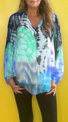 Casual V-neck Tie-dye Top