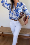 Women's stylish and comfortable blue floral print shirt