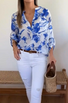 Women's stylish and comfortable blue floral print shirt