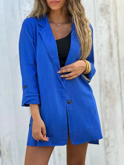 Women's Lapel Casual Cotton and Linen Jacket