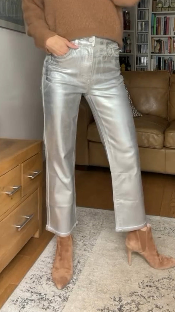 Women's Silver-stamped Casual Straight Trousers