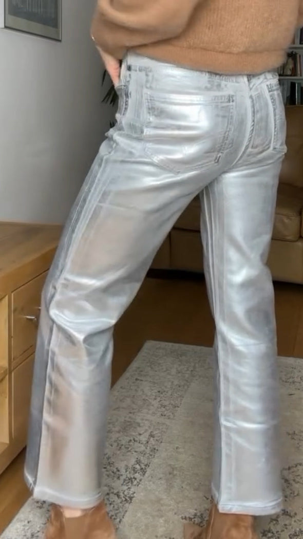 Women's Silver-stamped Casual Straight Trousers