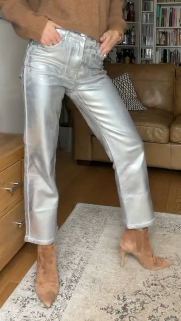 Women's Silver-stamped Casual Straight Trousers