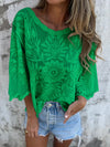 Women's Round Neck Floral Lace Casual Top