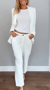 Women's Solid Color Lapel Suit Casual Set