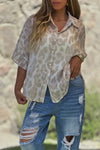 Women's Casual V-neck Leopard Print Half-sleeved Shirt