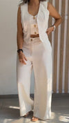 Women's V-neck Casual Vest + Trousers Three-piece Suit