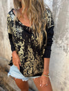 Women's V-neck Gold-stamped Knitted Casual Top