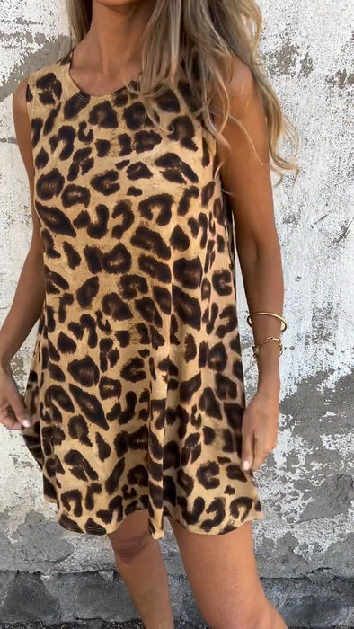 Women's V-neck Casual Leopard Print Comfortable Dress