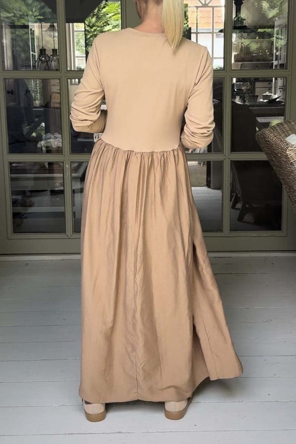 Women's pleated hem long dress