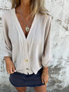 V-neck Casual Cotton and Linen Top