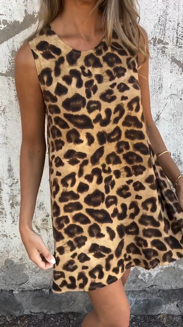 Women's V-neck Casual Leopard Print Comfortable Dress