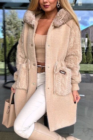 Women's Casual Solid Color Plush Jacket