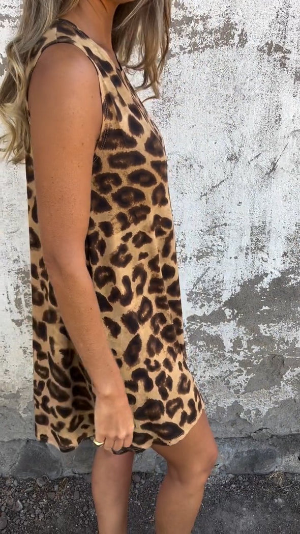 Women's V-neck Casual Leopard Print Comfortable Dress