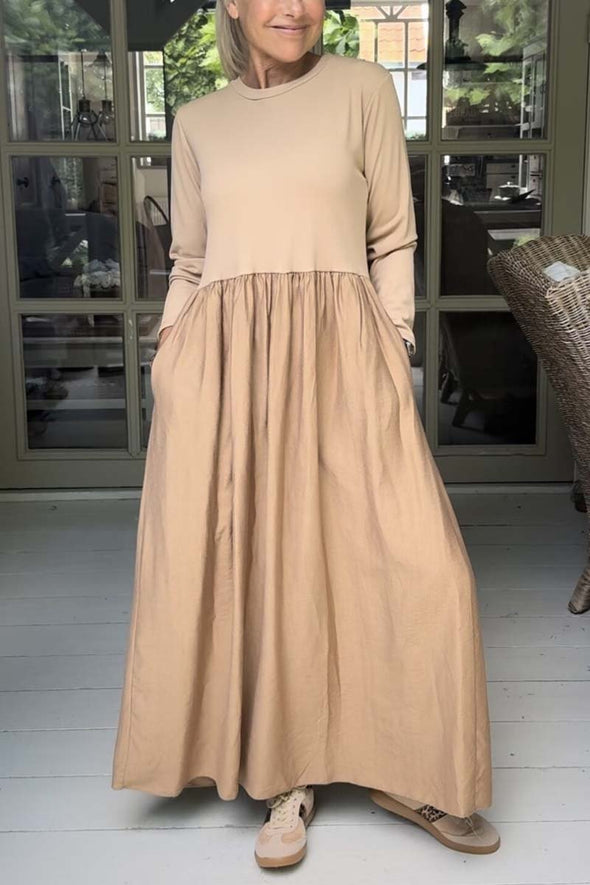 Women's pleated hem long dress