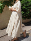 Loose plus size shirt dress cotton and linen fashion long over the knee skirt