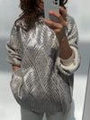 Women's High Collar Knitted Silver-stamped Casual Sweater