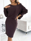 Women's Round Neck Long Sleeve Casual Sports Suit Dress