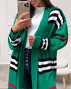 Women's Contrast Color Casual Cardigan