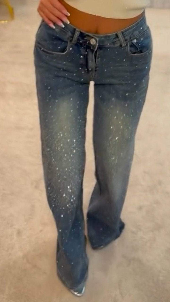 Women's Rhinestone Casual Slim Fit Flared Jeans