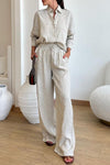 Women's Casual Perm Shirt And Trousers Suit