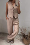 Women's Casual Sleeveless Vest + Pants Two-piece Set