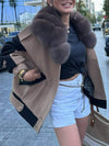 Women's Fur Patchwork Contrast Color Casual Coat