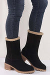 Women's thick heel high heel snow boots women's two-wear plus velvet warm mid-calf boots