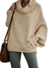 Women's Cowl NeckBatwing Sleeve Pullover Sweater with Pockets