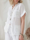 Women's Cotton And Linen Short-Sleeved Pants Suit