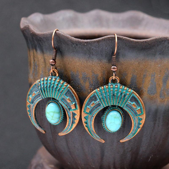 Crescent Simple Personality Accessories with Turquoise Earrings