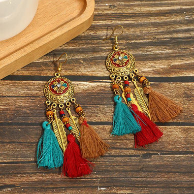 Boho tassel long temperament versatile earrings