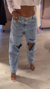 Women's Fashionable Ripped Diamond Jeans