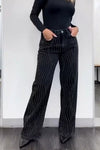 Women's Elegant Water Rippled Diamond Jeans