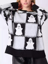 Women's Round-neck Halloween Ghost Plaid Pullover Knitted Sweater