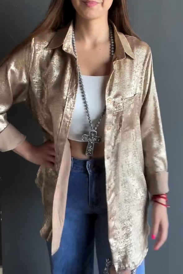 Women's Fashion Gold Hot Stamping Shirt Jacket