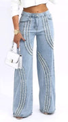 Women's Pearl Hot Diamond Fashion Straight Jeans