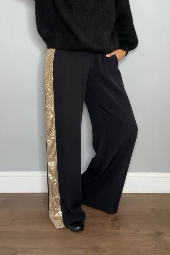 Women's Fashion Sequin Patchwork Trousers