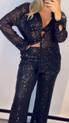 Women's Shiny Sequined Casual Three-piece Suit