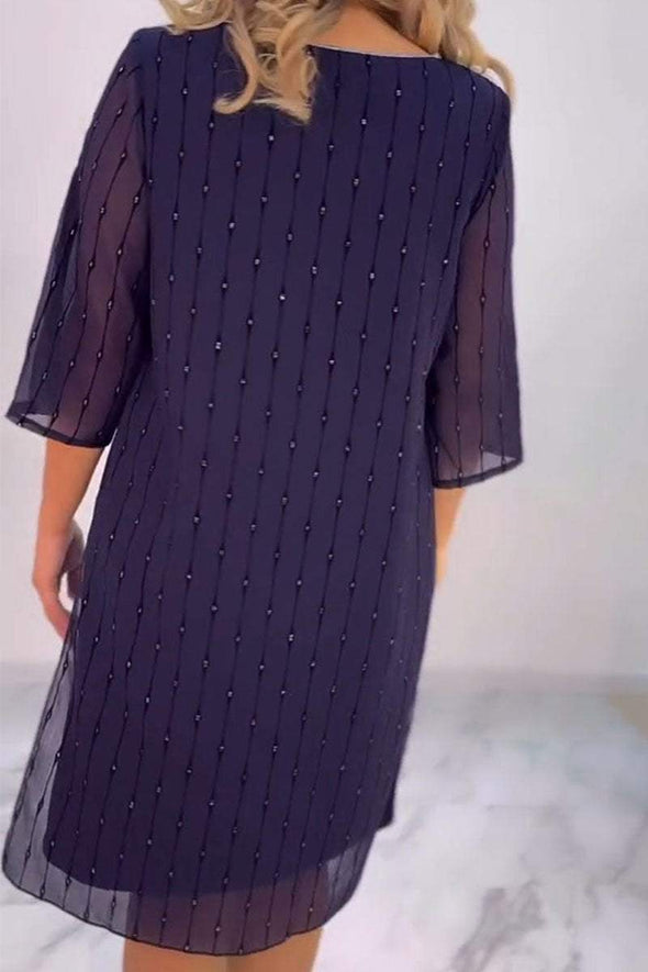 Women's Round Neck Mid-sleeve Dress