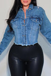 Women's Casual Fashion Rhinestone Denim Short Jacket