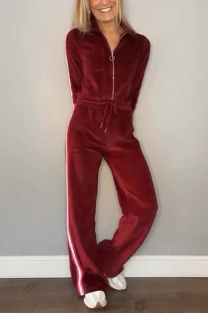 Women's Casual Sports Velvet Jumpsuit