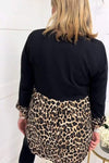 Women's Casual Round Neck Leopard Printed Patchwork Top