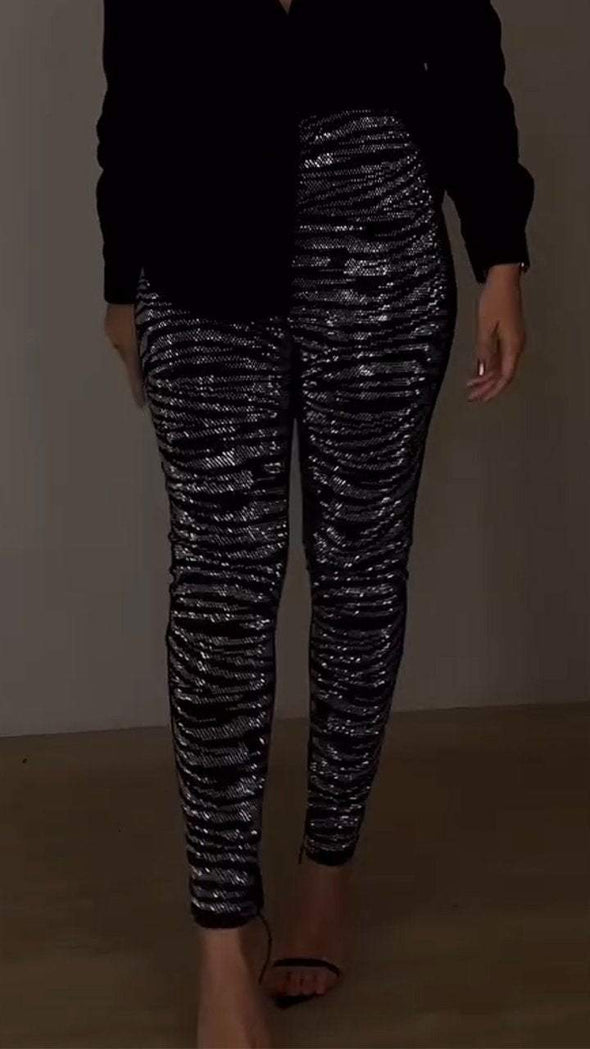 Women's Rhinestone Zebra Print Leggings