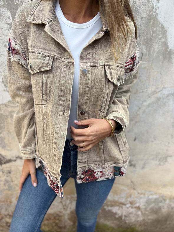 Women's Denim Patchwork Casual Jacket