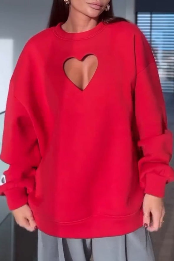 Women's Fashion Heart Hollow Sweatshirt