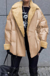 Women's Casual Solid Color Lapel Knitted Fur Splicing Jacket