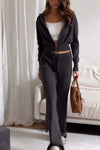 Women's Casual Hooded Zipper Knitted Two-piece Suit