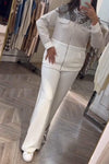 Women's Round Neck Long Sleeve Sequined Casual Suit